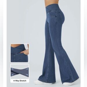 HALARA Indigo Blue High-Waist Flare Jeans
